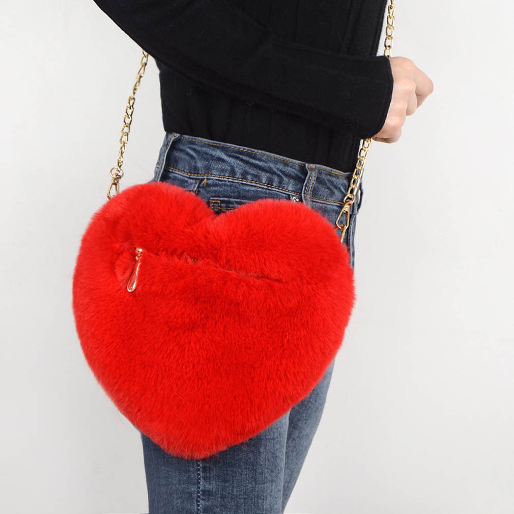 Plush Women's Bag with Chain – perfect for Valentine's Day