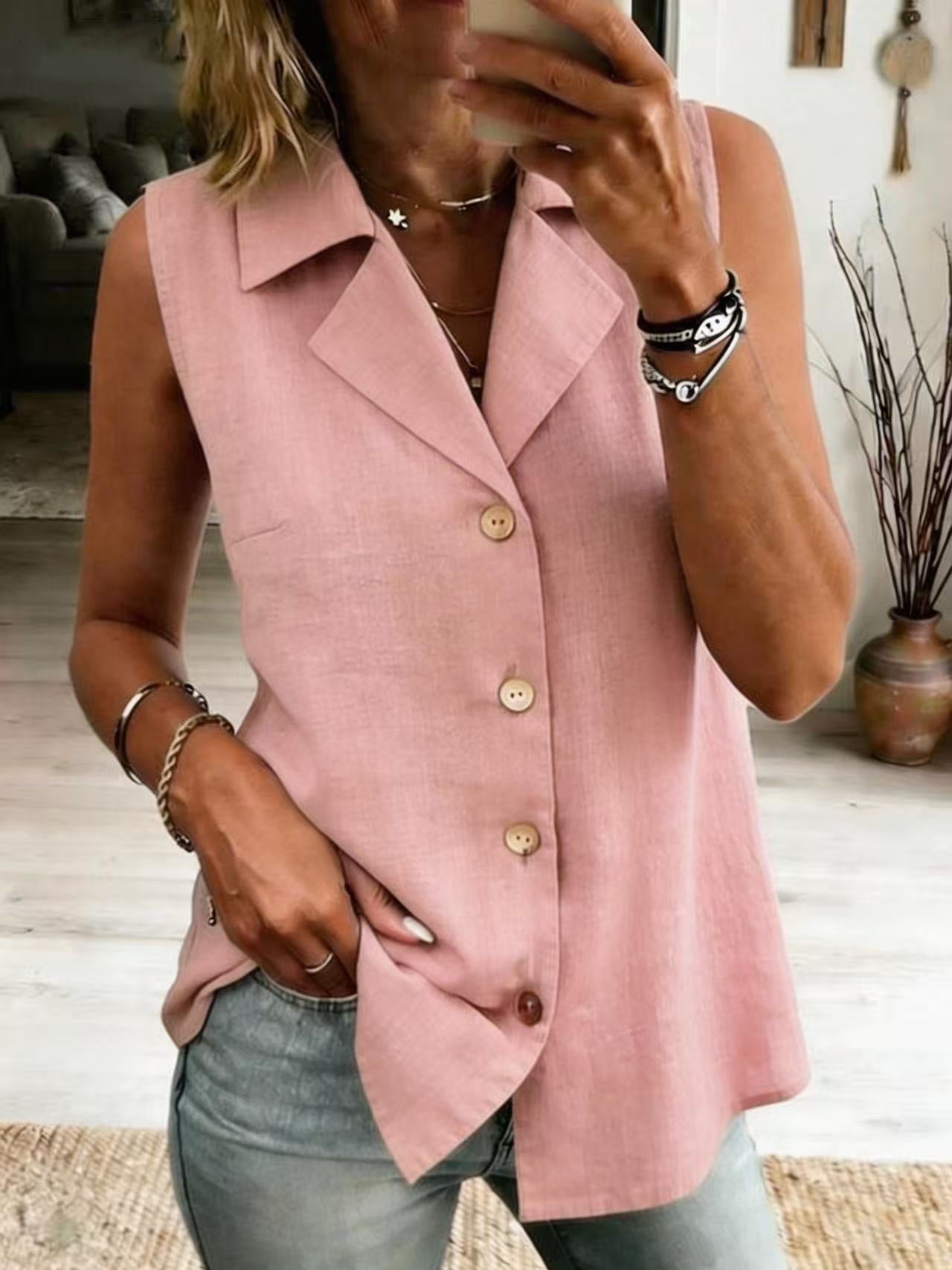 Women's Sleeveless Vest – Solid Color, Loose & Modern Casual