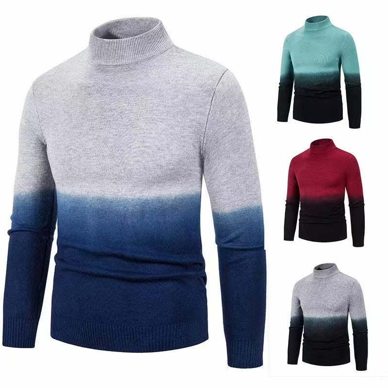 Men's Thermal Mid Neck Pullover – Gradient Knit Sweater