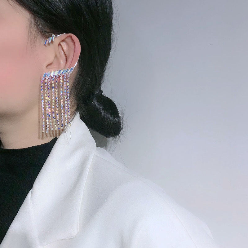 Lange Strass-Tassel Ohrringe – Elegante Funkelnde Ohrhänger für Damen