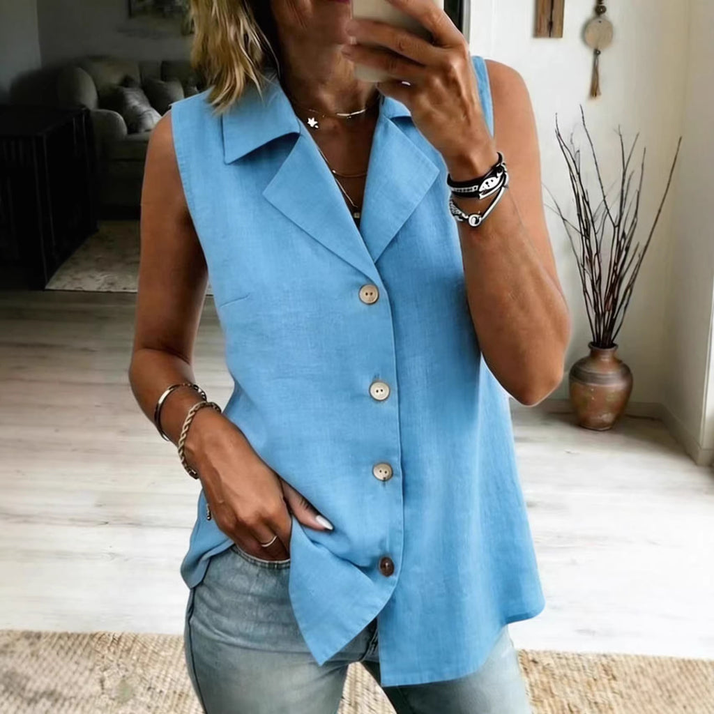 Women's Sleeveless Vest – Solid Color, Loose & Modern Casual