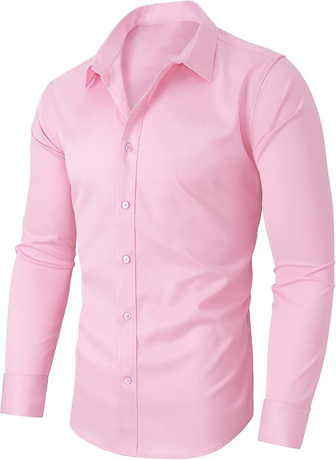 Men's Slim Fit Shirt | Business Work Shirt Plain Elegant