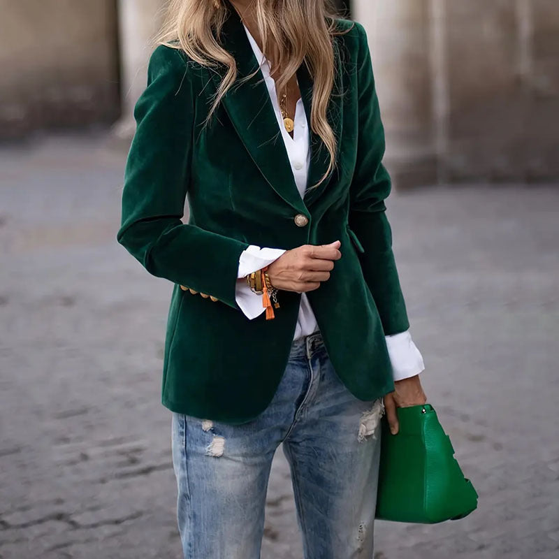 Women's Velvet Blazer Slim Fit – Elegant, Figure-Hugging & Luxury Look
