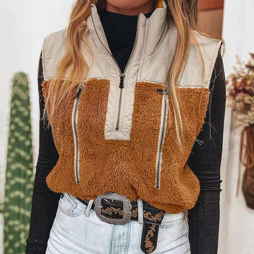 Damen Wollweste mit Stehkragen | Elegante warme Strickweste