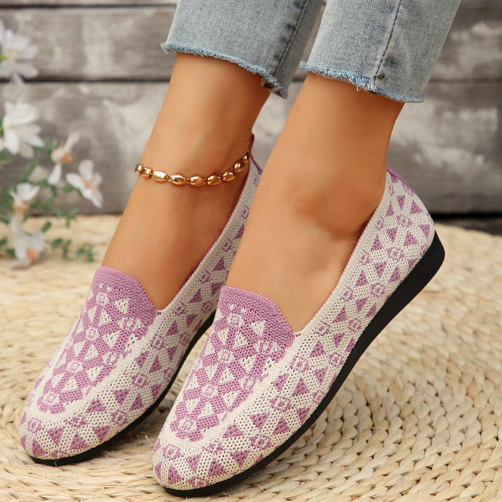 Women's Knitted Loafer Print | Breathable Comfortable Flats