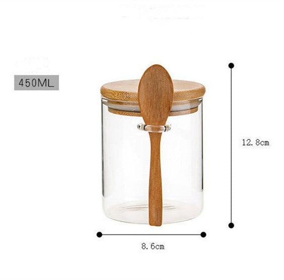 Spice jar with bamboo lid | Airtight kitchen storage jar