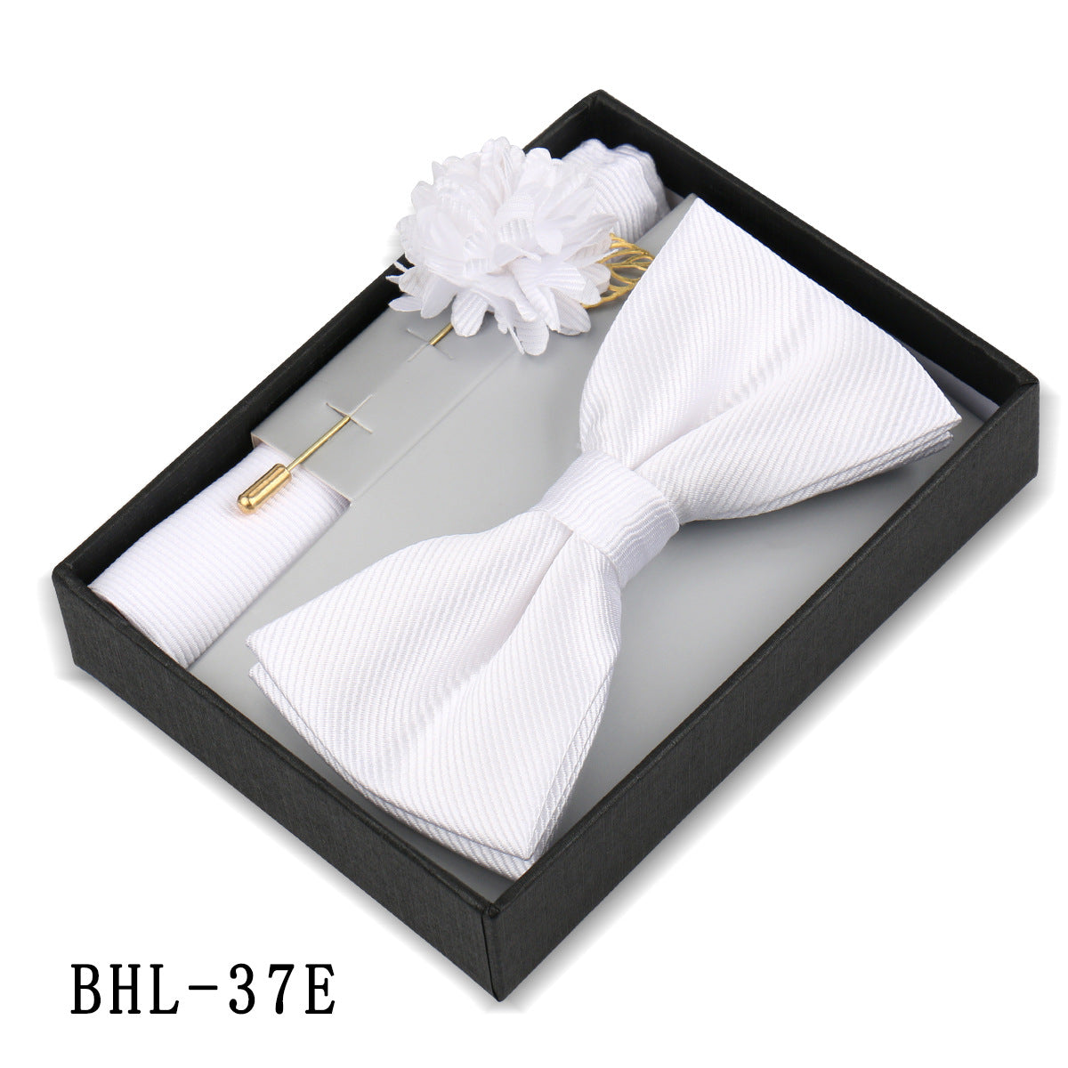 Men's Bow Tie Set Elegant Pocket Square Brooch Gift