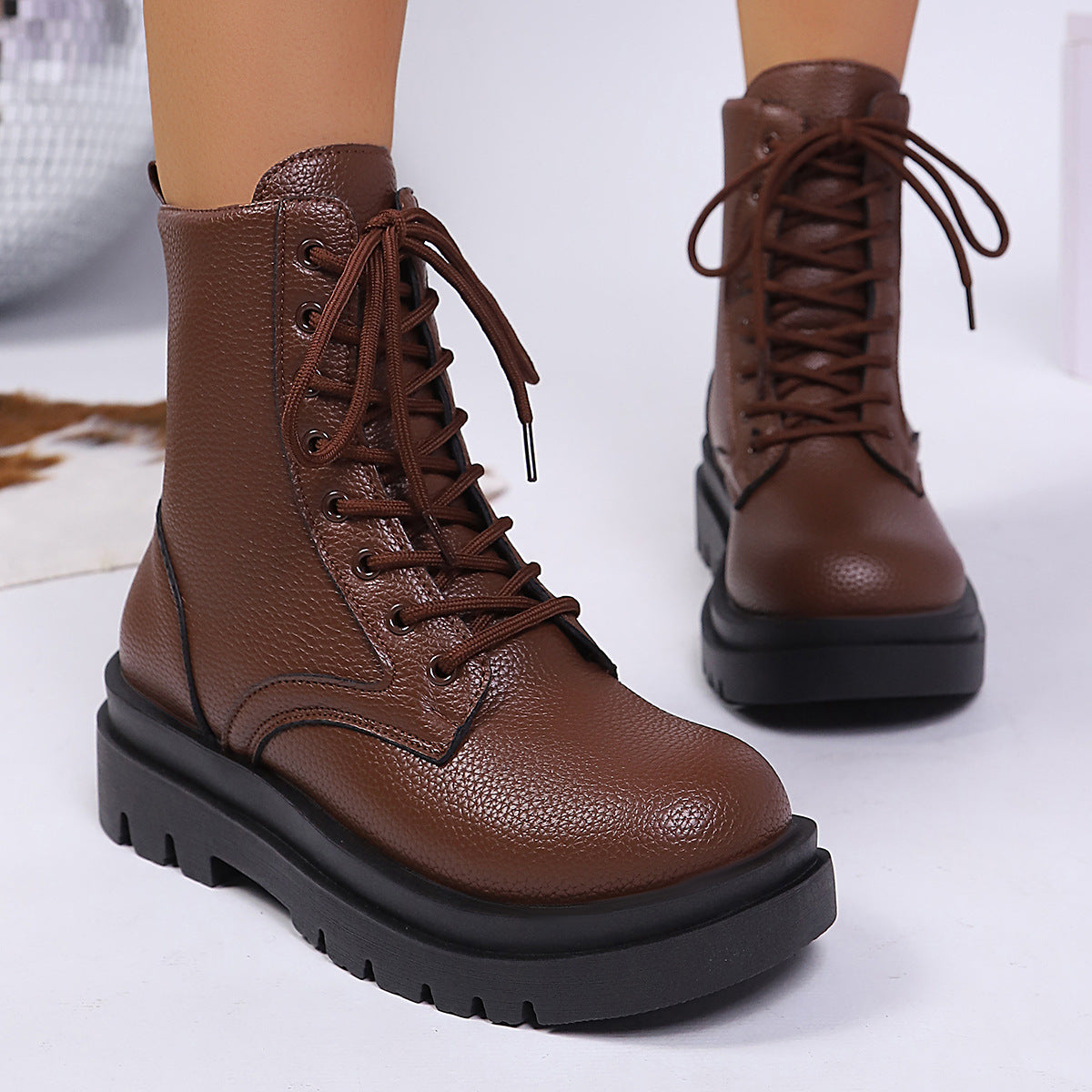 Damen Plus Size Schnürboots | Chunky Combat Stiefeletten
