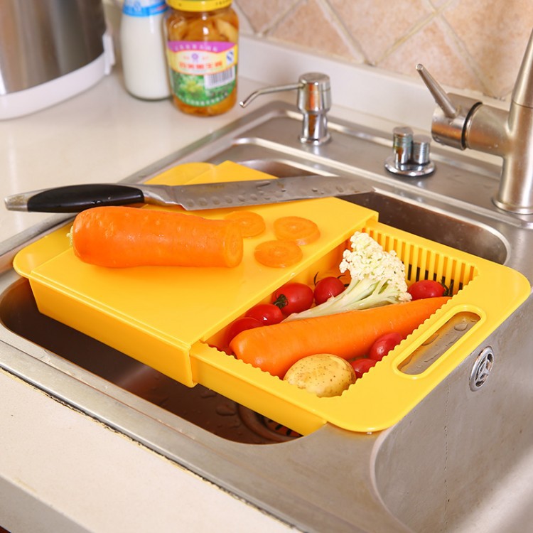 Multifunctional Cutting Board with Drain Basket – Kitchen Organizer