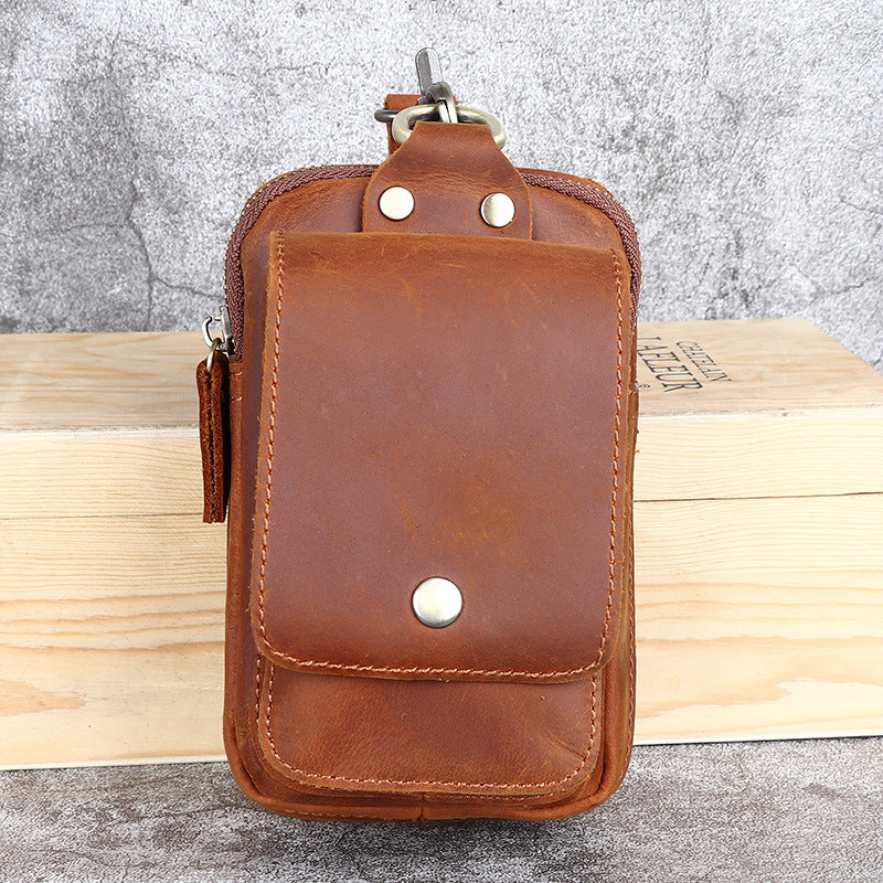 Men's Leather Vintage Belt Bag | Genuine Leather Cell Phone Hip Bag