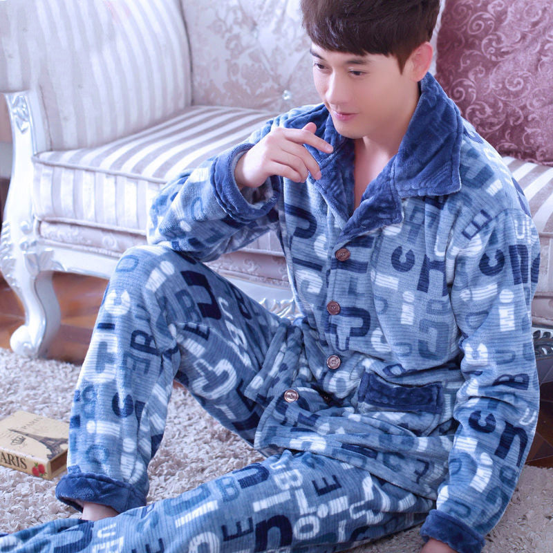 Men's Winter Homewear Set Flannel | Plus Size Loungewear