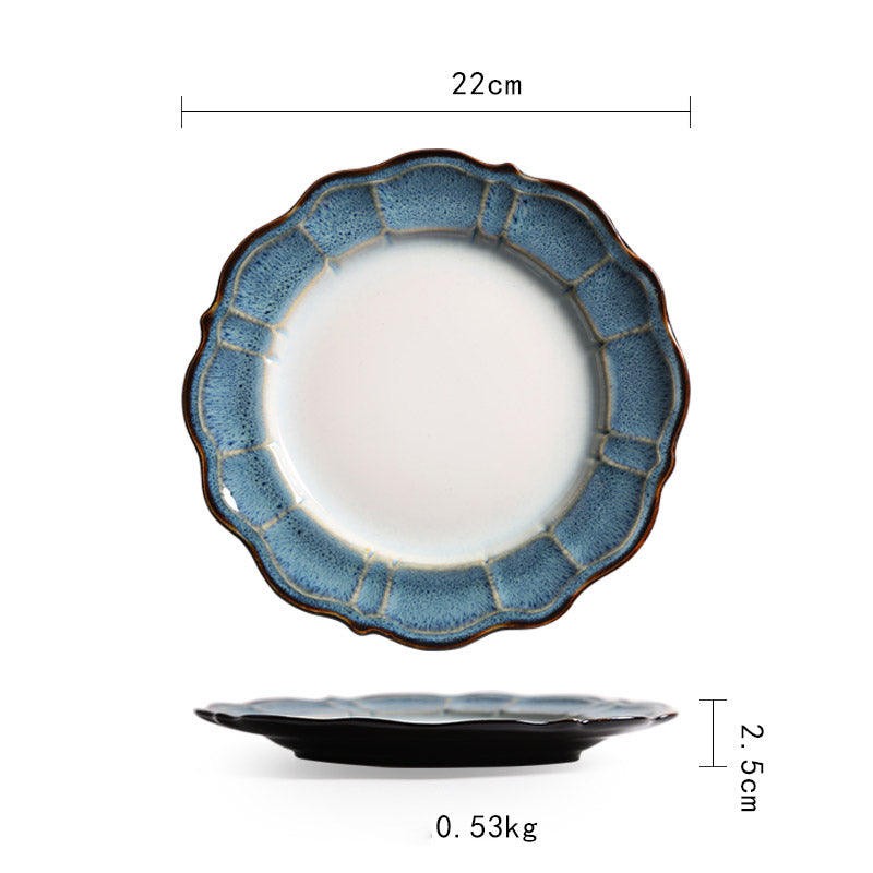 Keramik Teller Vintage | Japanischer Stil Flacher Design Teller