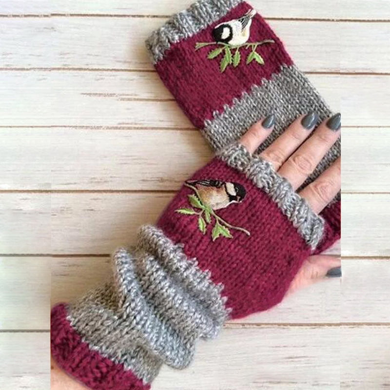 Damen Bestickte Winterhandschuhe – Modisch Warm & Elegant