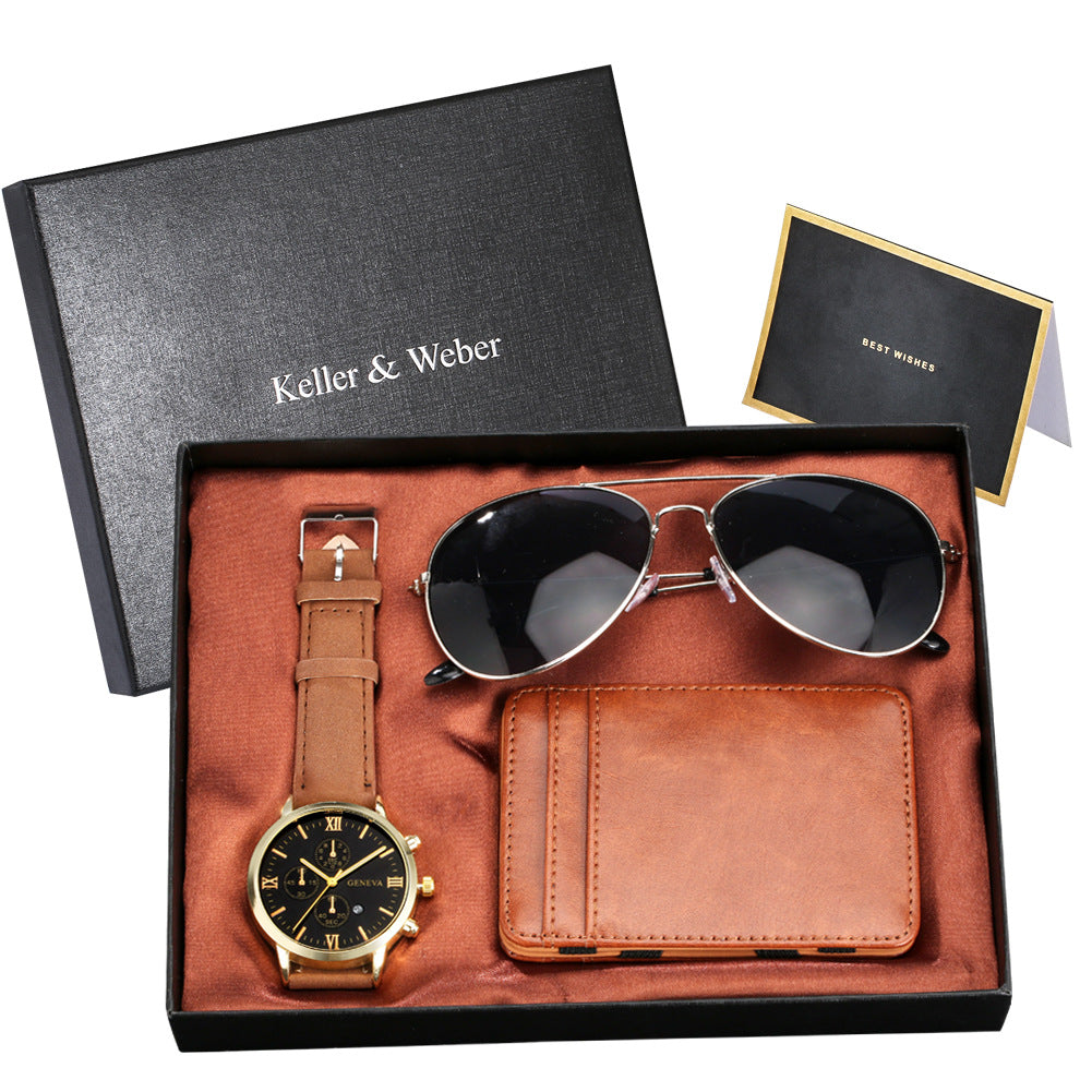 Men's Gift Set Watch Glasses Wallet | Gift Box Set