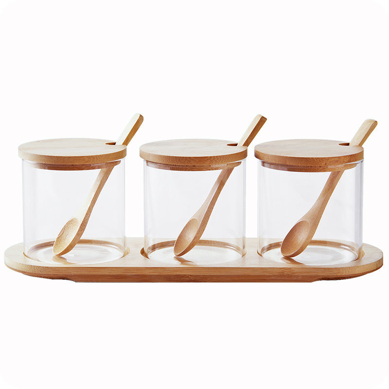 Spice jar with bamboo lid | Airtight kitchen storage jar