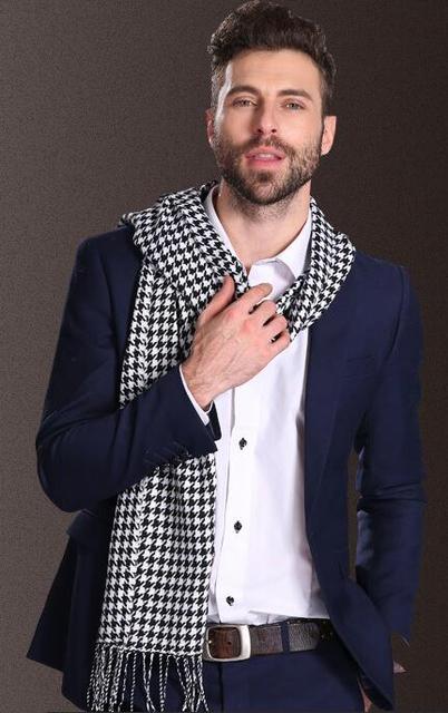 Men's Scarf Tartan Warm Winter Elegant European Style