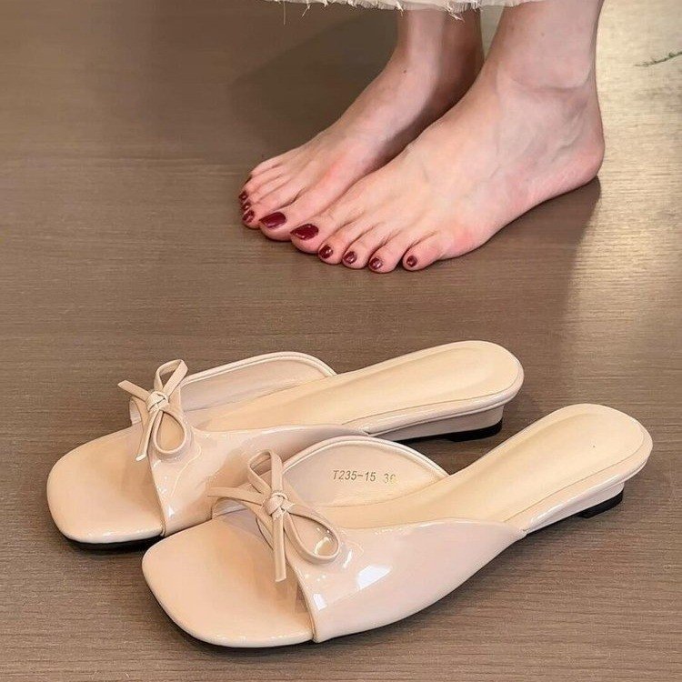Women's French High Heel Mules – Bow Wedge Sandals