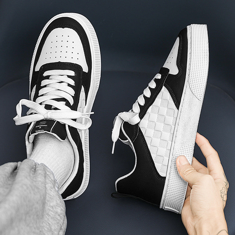 Herren Freizeit Sneaker Kariert Schnürschuhe Atmungsaktiv