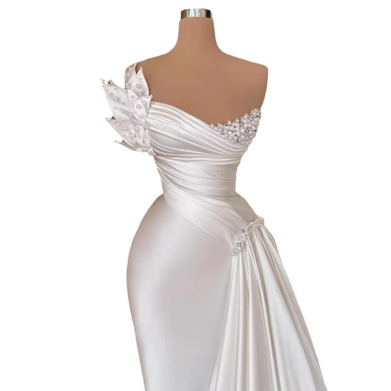 Elegant White Satin Wedding Dress | Lightweight Bridal Gown