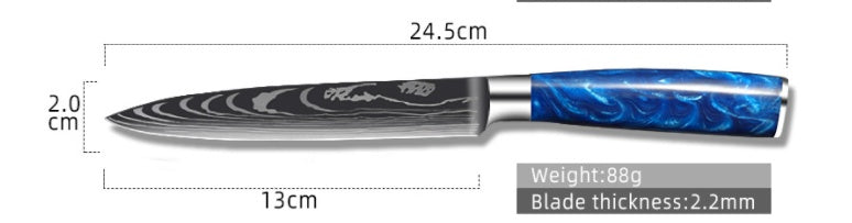 Chef Knife 8 Inch | Kitchen Knife Blue Resin Handle Stainless Steel
