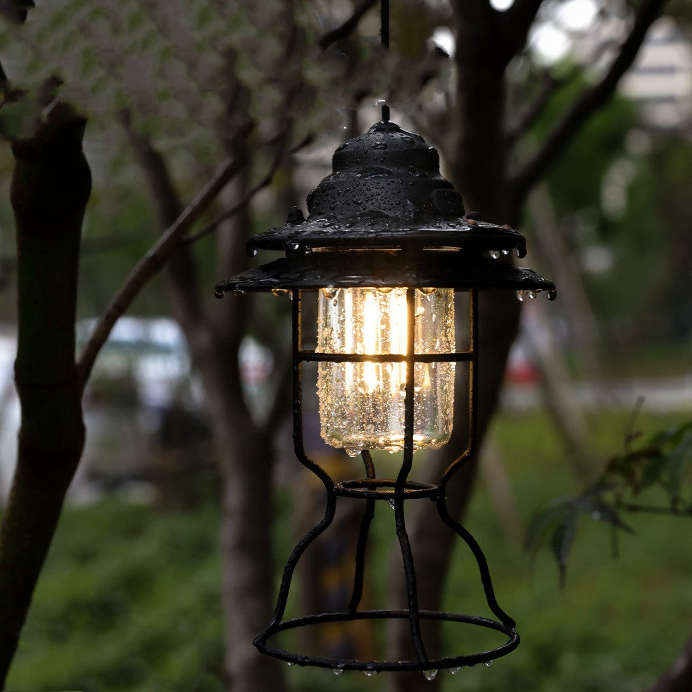 Portable Retro Lantern Outdoor Camping Multifunction Lamp