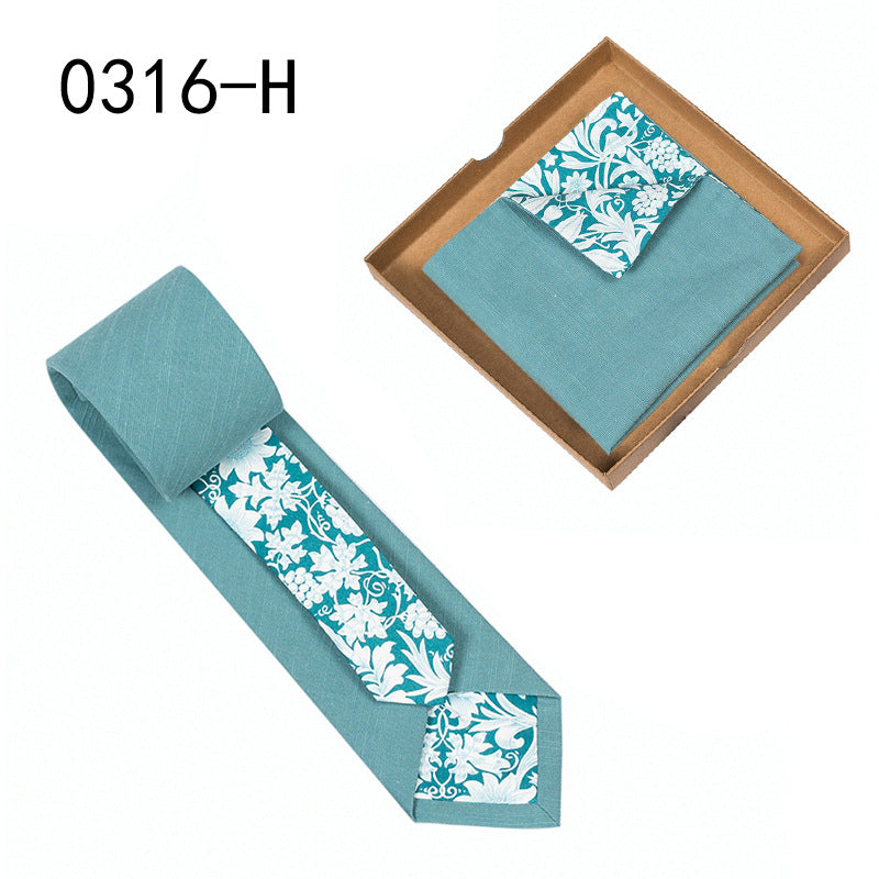 Herren Krawatte floral Baumwolle Einstecktuch elegant modern