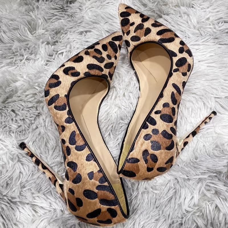 Leopard Print High Heels for Women | Elegant Suede Stiletto Pumps
