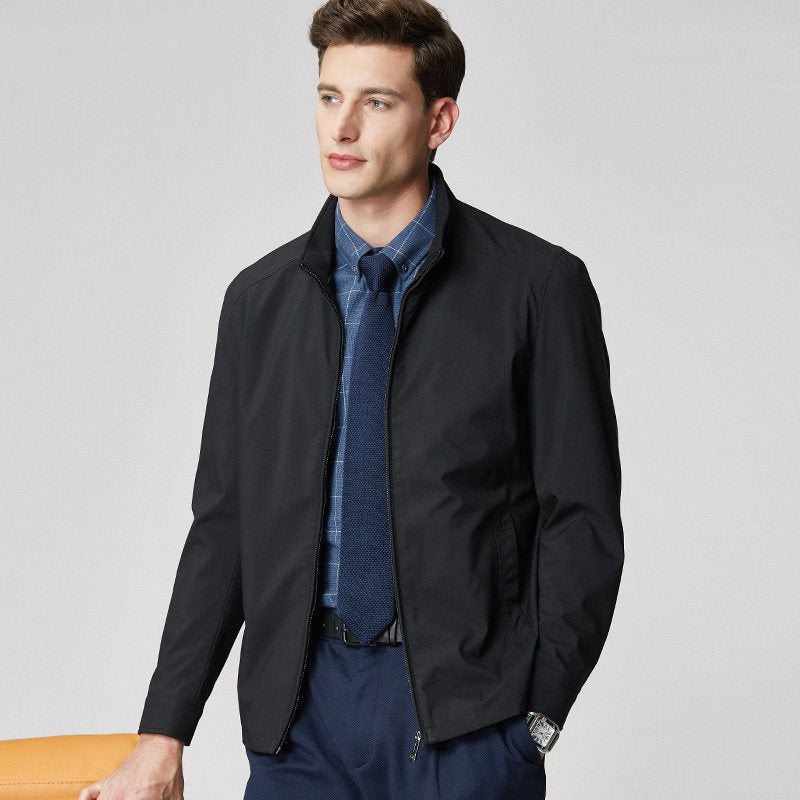 Men's Windproof Stand-Up Collar Jacket – Modern Transitional Jacket