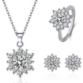 Luxurious Snowflake Jewelry Set with Zirconia – Necklace, Earrings & Ring in Sparkling Design