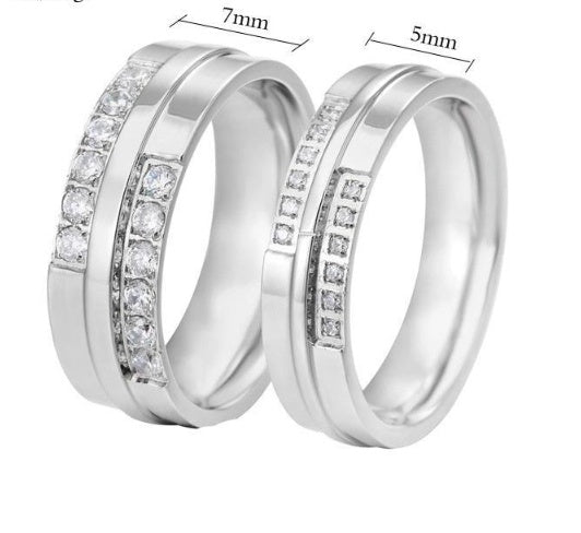 Moderner Titanstahl Paarring mit Zirkon – Eleganter Partner Ring
