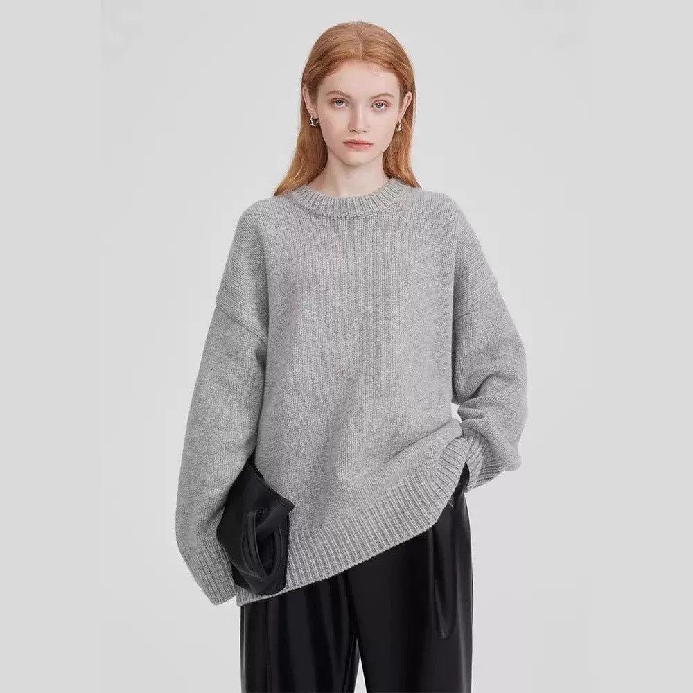 Versatile Women's Knitted Jumper – Loose Basic Pullover for Every Look