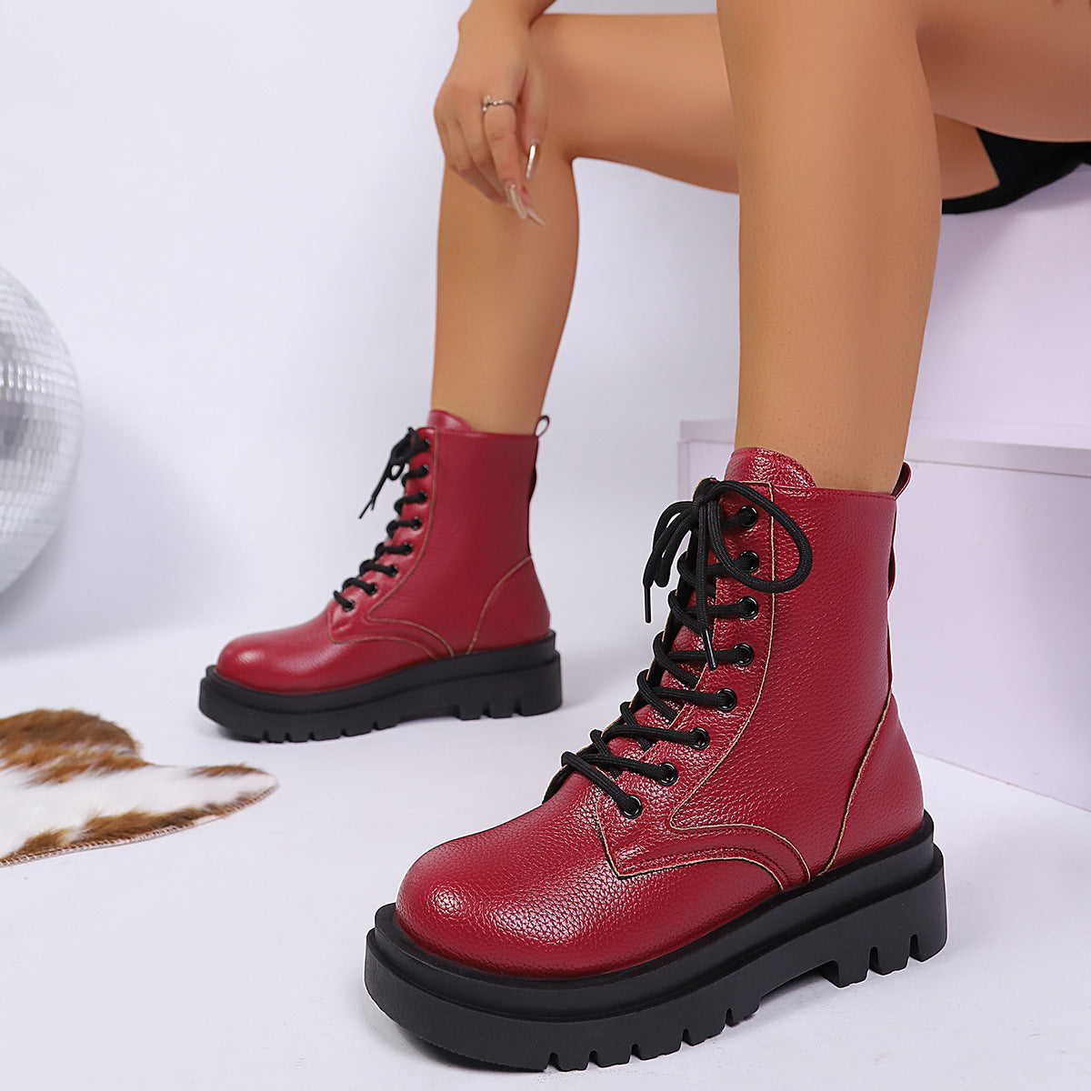 Damen Plus Size Schnürboots | Chunky Combat Stiefeletten