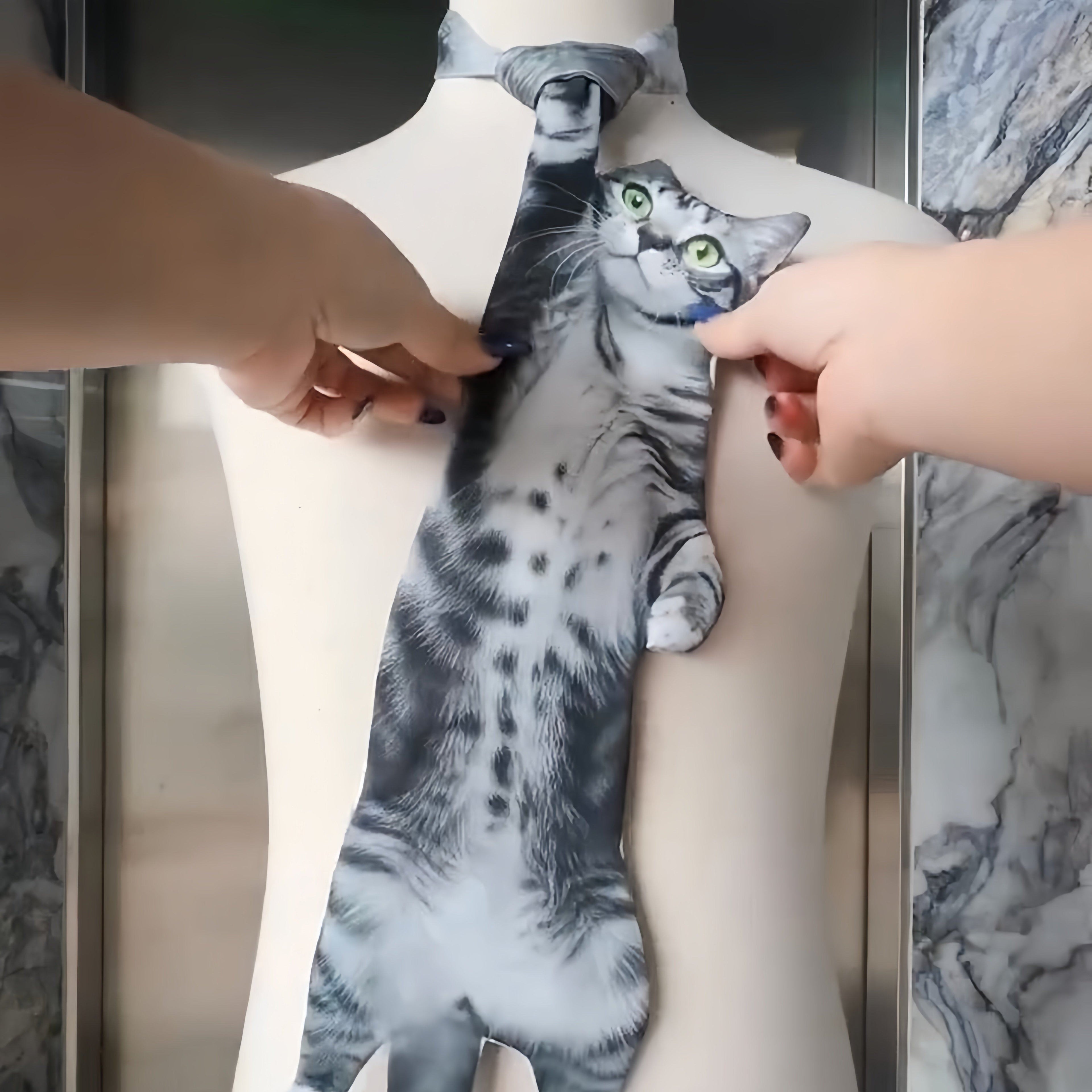 Cat Tie Men Funny Printed Original Style Gift