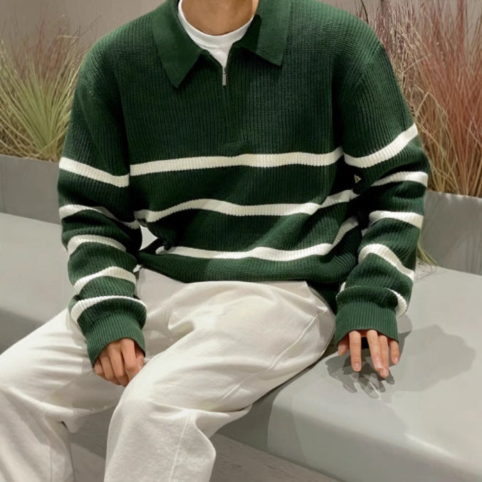 Men's Half-Zip Cardigan – Loose Fit Casual Pullover Jacket