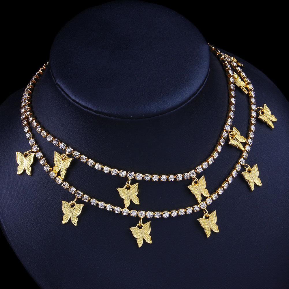 Layered Butterfly Necklace – Hip-Hop Style Women's Jewelry with a Statement Look