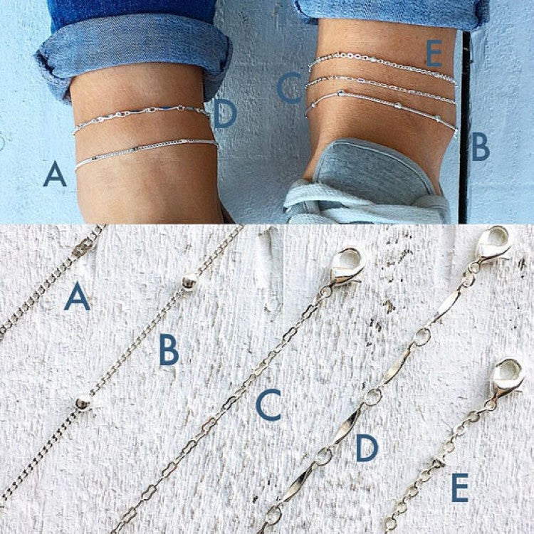 5-Piece Women's Anklet Set – Stylish, Simple & Versatile