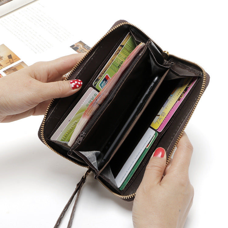 Women's Long Wallet Clutch – Phone Pouch with Elegant Print