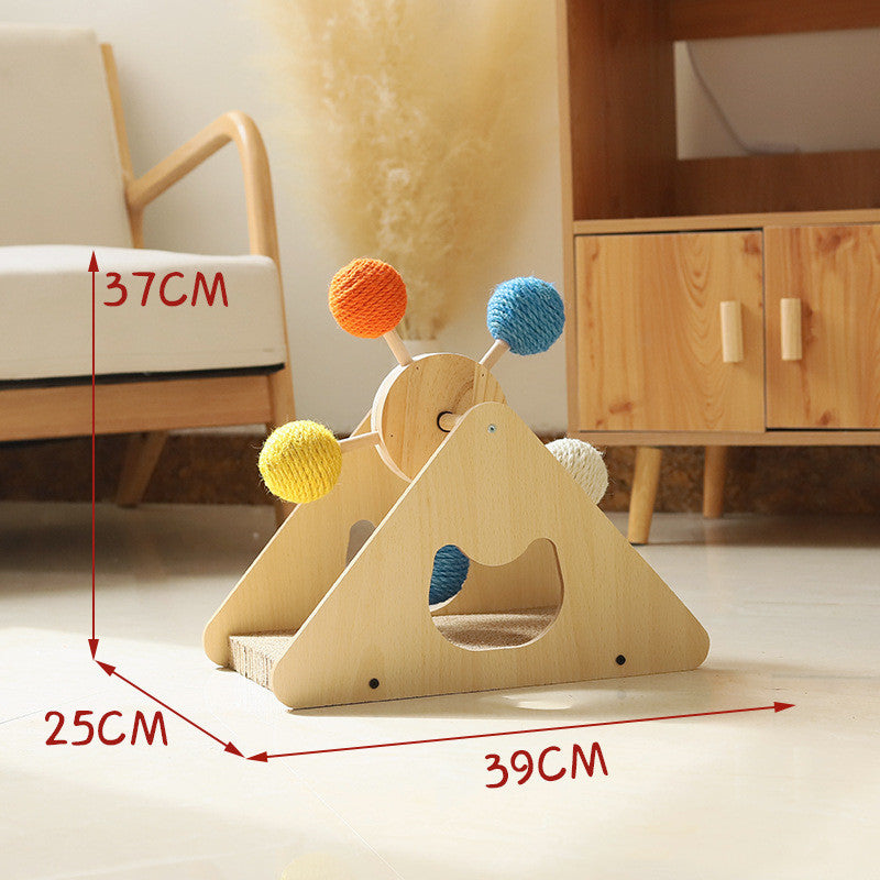 Cat Scratching Board Wood | Sisal Turntable Scratch Toy Stable