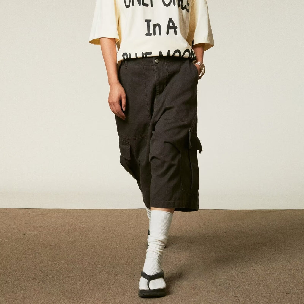 Men's Cargo Cropped Trousers | Loose Straight Casual Trend
