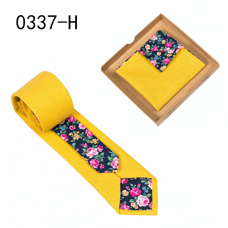 Herren Krawatte floral Baumwolle Einstecktuch elegant modern