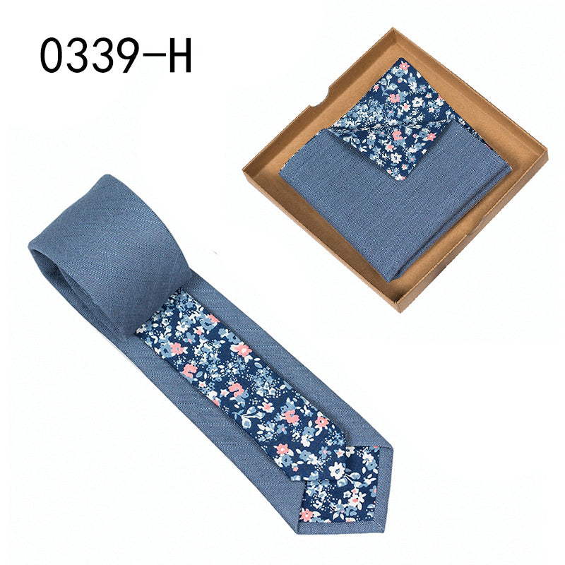 Herren Krawatte floral Baumwolle Einstecktuch elegant modern