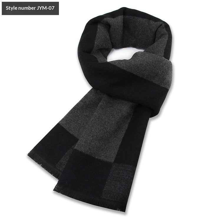 Men's Scarf Plaid Warm Wool Blend Winter Thick Elegant
