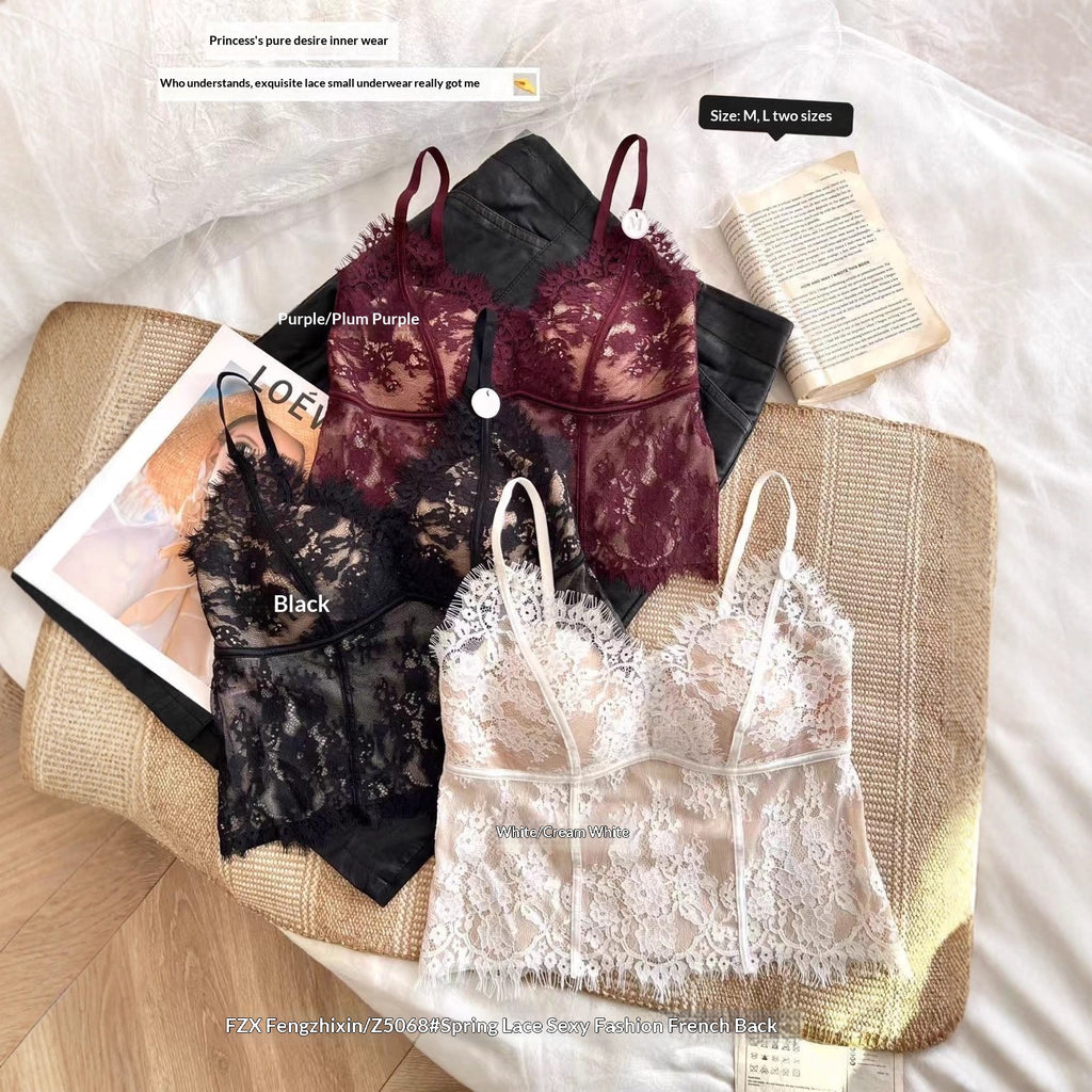 Women's Lace Camisole with Triangle Bra – Padded & Feminine Elegant