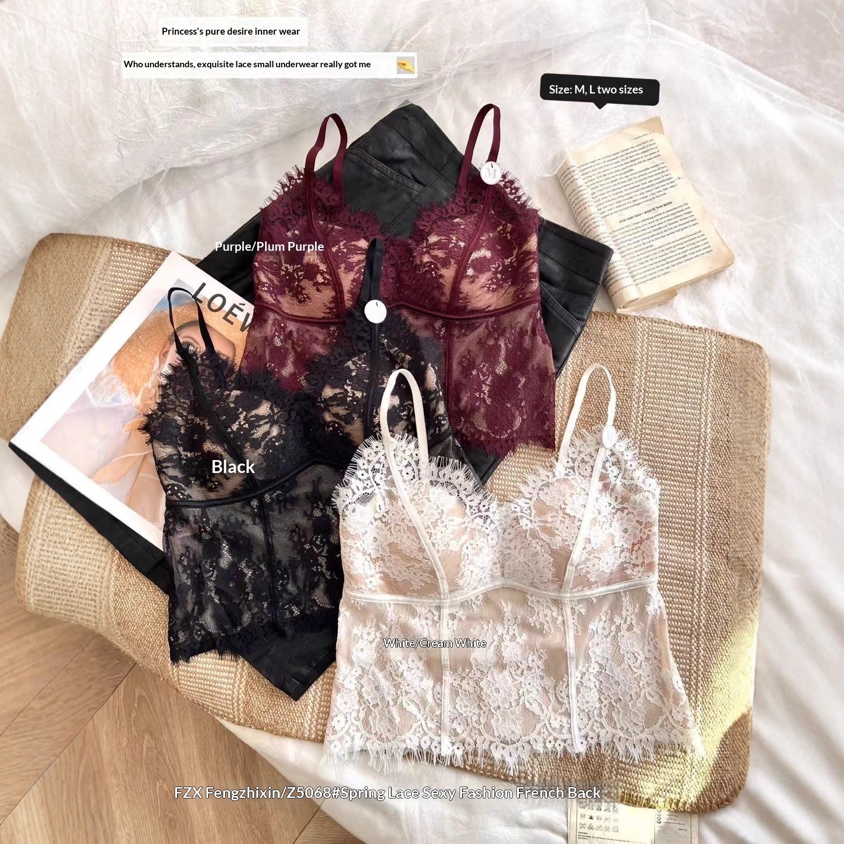 Women's Lace Camisole with Triangle Bra – Padded & Feminine Elegant