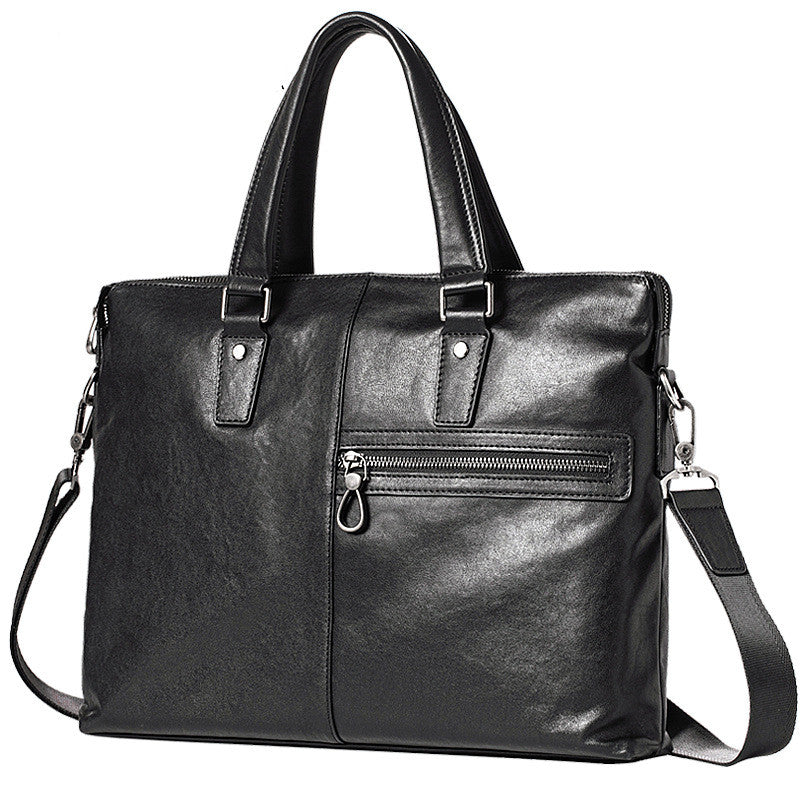 Men's Leather Business Casual Bag – Portable Laptop Briefcase