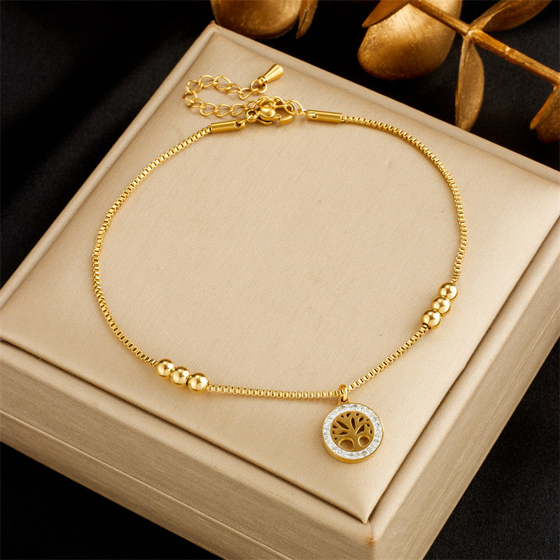 Romantic Anklet with Heart, Shell & Tree of Life – Women's Boho-Design Anklet