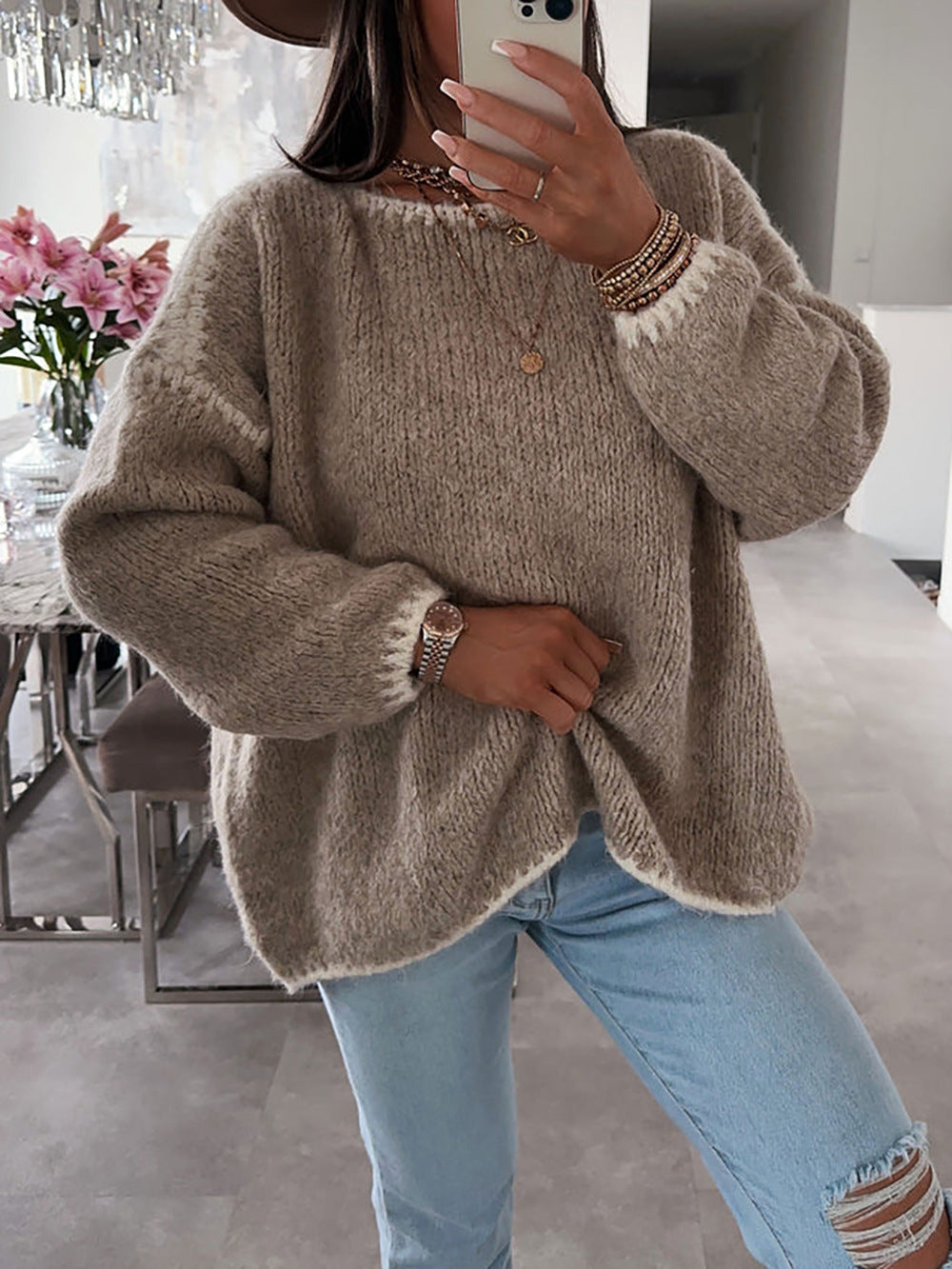 Damen Langarm Pullover | Moderner Casual Strickpullover