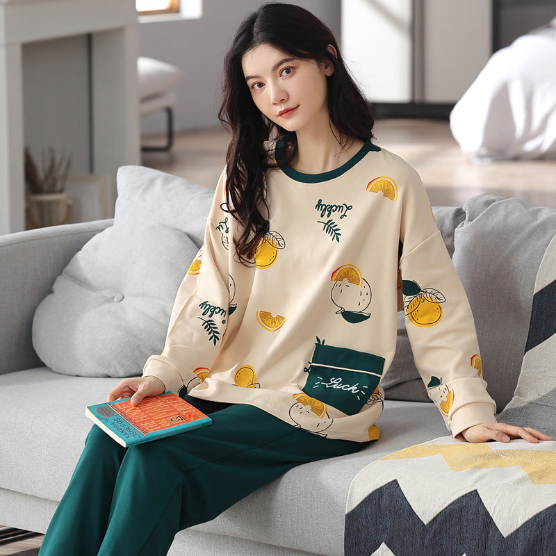 Women's Printed Pyjama Set – Long-Sleeved Pyjamas Autumn Winter