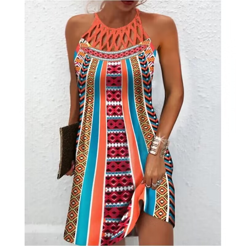 Women's Summer Dress with Print – Halterneck, Lightweight & Trendy