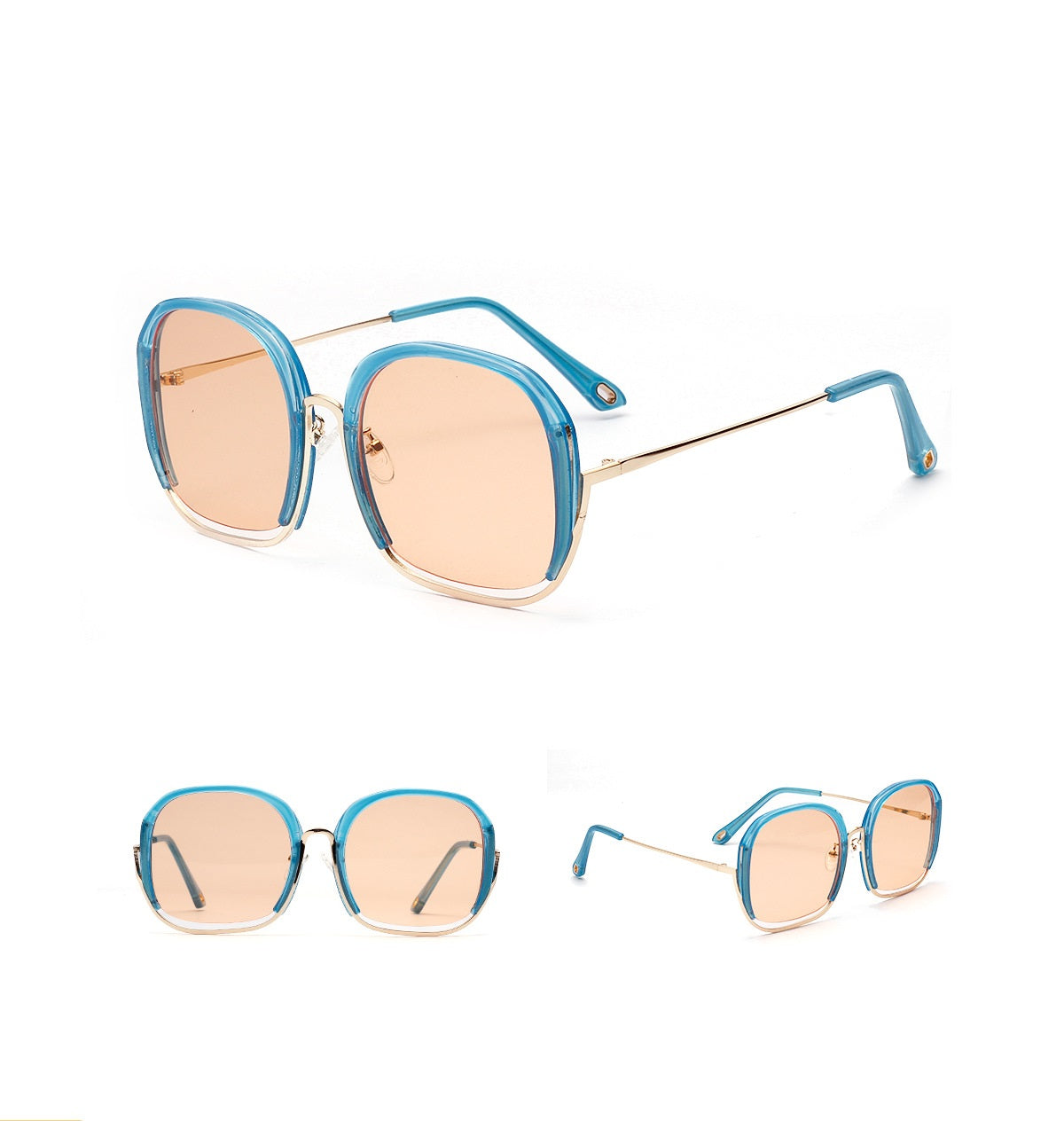 Damen Sonnenbrille Halbrahmen Oversize – Bunte Fashion Brille